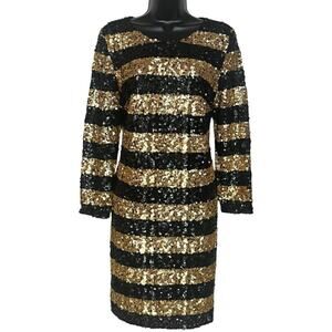 GAP GOLD & BLACK LONG SLEEVE SEQUIN SHIFT DRESS HOLIDAY PARTY NEW W TAGS